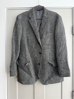 Brooks Brothers Harris Tweed Herringbone Sack Jacket Blazer 44R